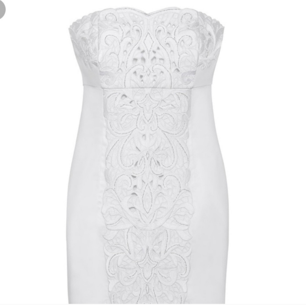 WHBM White Strapless Embroidered and beaded Dress Size 6